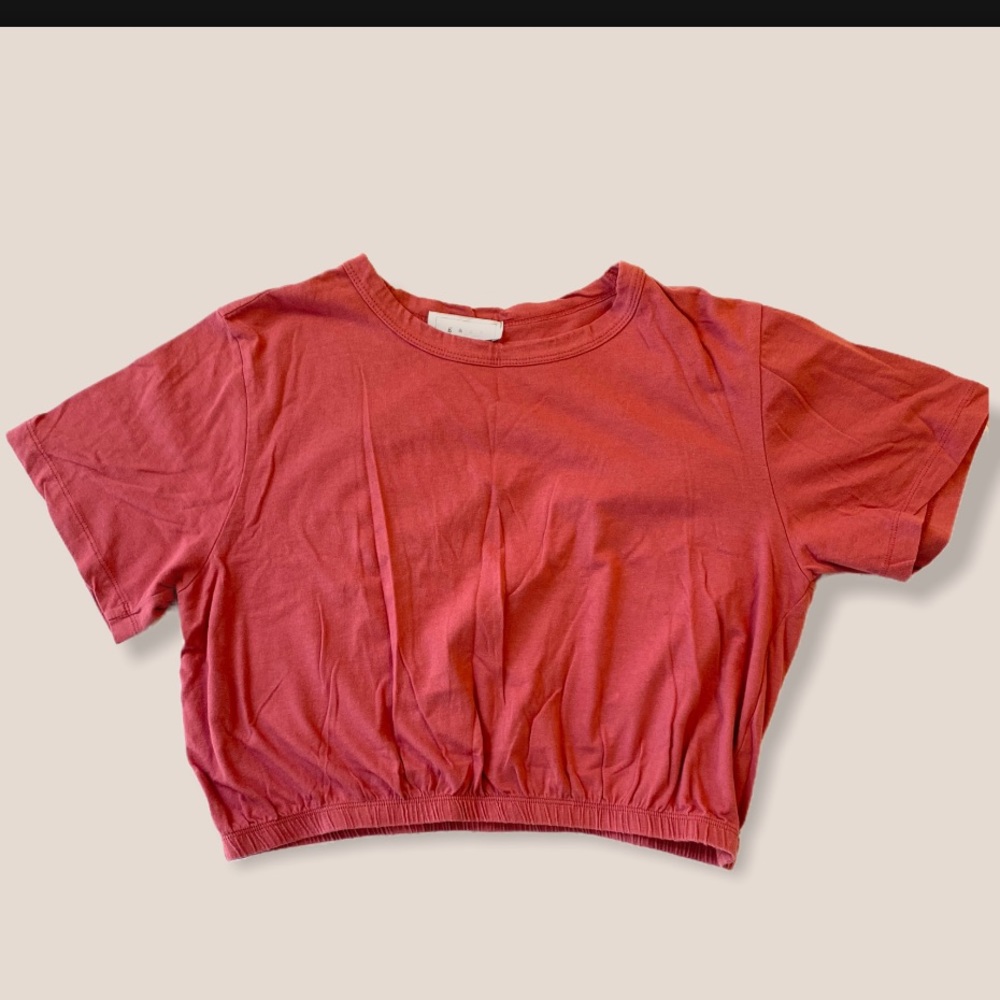 Dark Pink Short Sleeve Crop Top